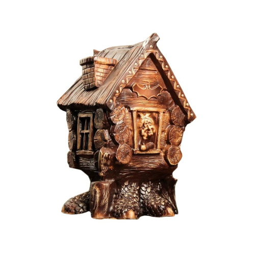Фигура Избушка-сказочная с Бабой-Ягой на крыше Н-63 см.